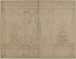 Wall Elevation with Three Arches, Anonymous, French, 18th century, Pen and brown ink