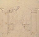 Design for Stage Set, Workshop of Leonardo Marini (Italian, Piedmontese documented ca. 1730–after 1797), Graphite or leadpoint with ruled and compass construction
