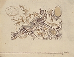 Ornamental Design, Workshop of Leonardo Marini (Italian, Piedmontese documented ca. 1730–after 1797), Pen and brown ink, brush with brown and gray wash, over leadpoint or graphite; with ruled and compass construction