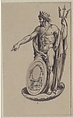 Design for Neptune with an Oval Medallion, Charles Percier (French, Paris 1764–1838 Paris), Pen and black ink with brush and gray wash