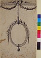 Design for Oval Cartouche, Attributed to Gautier d&#39;Agoty (French), Pen and black and gray ink, brush and gray and rose wash, over graphite