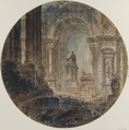 Architectural fantasy, Attributed to Jean Henri Alexandre Pernet (French, Paris 1763–after 1789), Pen and black ink, watercolor