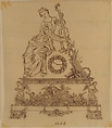 Design for a Mantle Clock, Anonymous, French, 19th century, Pen and brown ink
