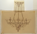 Design for a Chandelier, Anonymous, French, 19th century, Pen and brown ink
