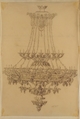 Design for a Chandelier with Acanthus Leaf, Grape, and Palmette Motifs, Anonymous, French, 19th century, Pen and brown ink