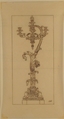 Design for a Candelabra, Anonymous, French, 19th century, Pen and brown ink. Framing lines in pen and brown ink.