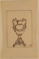 Design for an Urn, Anonymous, French, 19th century, Pen and brown ink.  Framing lines in pen and brown ink.