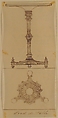 Designs for a Table and a Table Base, Anonymous, French, 19th century, Pen and brown ink