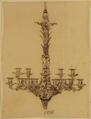 Designs for a Chandelier, Anonymous, French, 19th century, Pen and brown ink