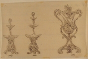 Designs for Two Servers and an Urn, Anonymous, French, 19th century, Pen and brown ink