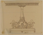 Design for a Table with an Acanthus Leaf and Swan Base, Anonymous, French, 19th century, Pen and brown ink
