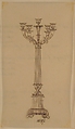 Design for a Candelabra, Anonymous, French, 19th century, Pen and brown ink