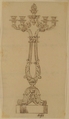 Design for a Candelabra, Anonymous, French, 19th century, Pen and brown ink