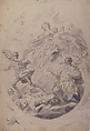 The Virgin and Child Intervening for Victims of the Plague (recto); Seated Female Figure (verso), attributed to Geronimo Cenatiempo (Girolamo Cenatempo) (Italian, documented Naples 1705–1741 Naples), Pen and brown ink, brush and gray wash, over black chalk (recto); small black chalk sketch of a seated female figure (verso)