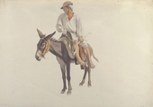 Peasant on a Donkey, Giovanni Battista ("Titta") Lusieri (Italian, Rome 1754–1821 Athens), Watercolor, over graphite.
