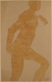 Standing Female Nude, Formerly attributed to Auguste Rodin (French, Paris 1840–1917 Meudon), Watercolor, over graphite