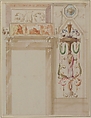 Design for a Wall Decorated with Grotesque, Giuseppe Bernardino Bison (Italian, Palmanova 1762–1844 Milan), Pen and light brown ink, brush and brown, green, yellow, pink, orange, purple and blue wash over traces of leadpoint