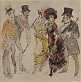 Designs for Costumes, Anonymous, French, 19th century, Pen and brown ink, brush and brown, black and gray wash, watercolor
