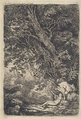 Female Saint in a Landscape, Etienne de Lavallée-Poussin French, Etching