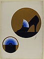 Black Pump with Blue Fan for Delman's Shoes, New York, Erté (Romain de Tirtoff) (French (born Russia), St. Petersburg 1892–1990 Paris), Gouache