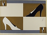 Black and White Pump with Zigzag Profile for Delman's Shoes, New York, Erté (Romain de Tirtoff) (French (born Russia), St. Petersburg 1892–1990 Paris), Gouache