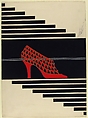 Red Pump with Triangular Openwork for Delman's Shoes, New York, Erté (Romain de Tirtoff) (French (born Russia), St. Petersburg 1892–1990 Paris), Gouache