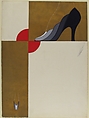 Panelled Pump with Ombre Effect from White to Black for Delman's Shoes, New York, Erté (Romain de Tirtoff) (French (born Russia), St. Petersburg 1892–1990 Paris), Gouache