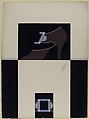Taupe High-Vamp Pump with Silver and Blue Buckle for Delman's Shoes, New York, Erté (Romain de Tirtoff) (French (born Russia), St. Petersburg 1892–1990 Paris), Gouache