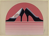 Pair of Black Pumps with Openwork and Ombre Effect for Delman's Shoes, New York, Erté (Romain de Tirtoff) (French (born Russia), St. Petersburg 1892–1990 Paris), Gouache.