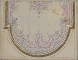 Design for Ceiling of the Duchess of Newcastle's Petit Salon, Hôtel Hope, Jules-Edmond-Charles Lachaise (French, died 1897), Pen and black ink, gouache, watercolor, and gilt