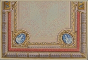 Design for Bedroom Ceiling, Hôtel Hope, Jules-Edmond-Charles Lachaise (French, died 1897), Watercolor and gouache