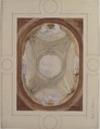 Design for Trompe L'Oeil Ceiling for Dining Room, Hôtel de Trévise, Jules-Edmond-Charles Lachaise (French, died 1897), Graphite and watercolor