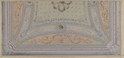 Ceiling design for a house on the rue Velezai, Jules-Edmond-Charles Lachaise (French, died 1897), Pen and ink, watercolor, and gouache