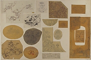 Seventeen Ornamental Designs for the Pless House or Chateau, Jules-Edmond-Charles Lachaise (French, died 1897), Graphite, pen and ink, wash, and watercolor on tracing and laid papers glued to paper board