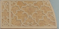 Design for the decoration of the stairway in the Chateau d'Ognon of M. de Machy (Oise, France), Jules-Edmond-Charles Lachaise (French, died 1897), Graphite and watercolor, heightened with white on wove paper; inlaid in blue wove paper
