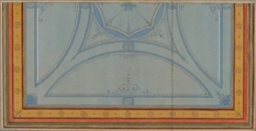 Design for the painted decoration of a ceiling, Jules-Edmond-Charles Lachaise (French, died 1897), Graphite and watercolor on laid paper