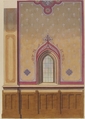 Design for the painted decoration of a wall pierced by an arched window, Jules-Edmond-Charles Lachaise (French, died 1897), Pen and ink and watercolor on wove paper