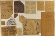 Twelve ornamental designs for the decoration of interiors, Jules-Edmond-Charles Lachaise (French, died 1897), graphite and pen and ink on trace and wove paper