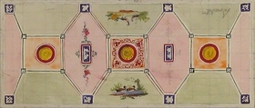Design for the painted decoration of a baker's shop, Jules-Edmond-Charles Lachaise (French, died 1897), graphite and watercolor on wove paper
