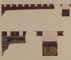 Designs for the painted decoration of ceiling timbers; one monogrammed: "LB", Jules-Edmond-Charles Lachaise (French, died 1897), pen and ink, watercolor, and gold paint