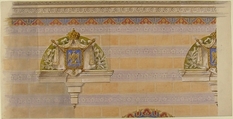 Design for Upper Wall Decoration, Farnborough, England, Jules-Edmond-Charles Lachaise (French, died 1897), Watercolor and gilt