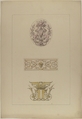 Two designs for decorative panels and one design for an ornamental monogram with a crown and the initials:  FF, Jules-Edmond-Charles Lachaise (French, died 1897), Watercolor and graphite