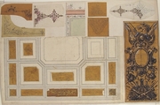 Nine Miscellaneous Designs for the de la Rochejaqulein Family, Jules-Edmond-Charles Lachaise (French, died 1897), Graphite, pen and black and brown ink, watercolor