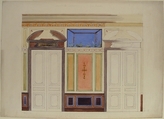 Design for Wall Elevation, Hôtel Candamo, Jules-Edmond-Charles Lachaise (French, died 1897), Pen and black ink, watercolor
