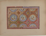 Design for Coffered Ceiling in Four Alternate Color Schemes, Empress Eugenie's Hotel, Jules-Edmond-Charles Lachaise (French, died 1897), Graphite, watercolor, and gilt