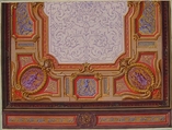 Design for Ceiling of Grand Salon, Hôtel Hope, Jules-Edmond-Charles Lachaise (French, died 1897), Pen and black ink, and gouache