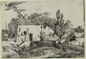 The Pole Leaning Against the House, Louis Gabriel Moreau  French, Etching