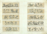 Plate with Ten Bacchanal Scenes, Etched by Jean Philippe Guy Le Gentil, comte de Paroy (French, 1750–1824), Etching
