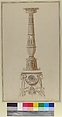 Design for a candlestick, Adolph-Jean LaVergne (French, 19th Century), Pen and black ink, brush and brown wash
