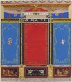 Painted Wall Decor Featuring Thin Column with a Pair of Swans and Trompe L'Oeil Vases at Base, Attributed to Jules-Edmond-Charles Lachaise (French, died 1897), Gouache, watercolor, pen and black ink